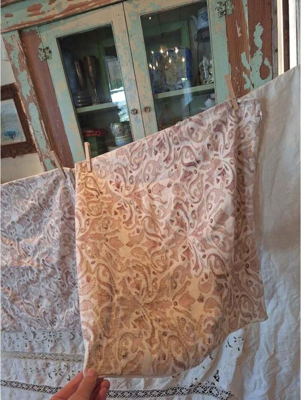 Pottery Barn pillow shams/cases, decorative, 20" x 21". Linen. Two!
